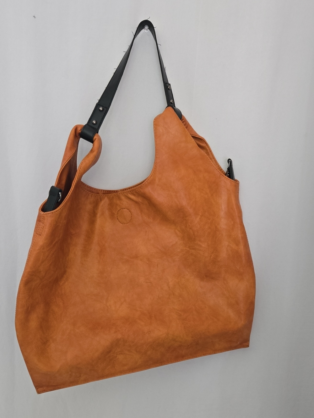 S Q Casual Tan Shoulder Bag with Black Strap